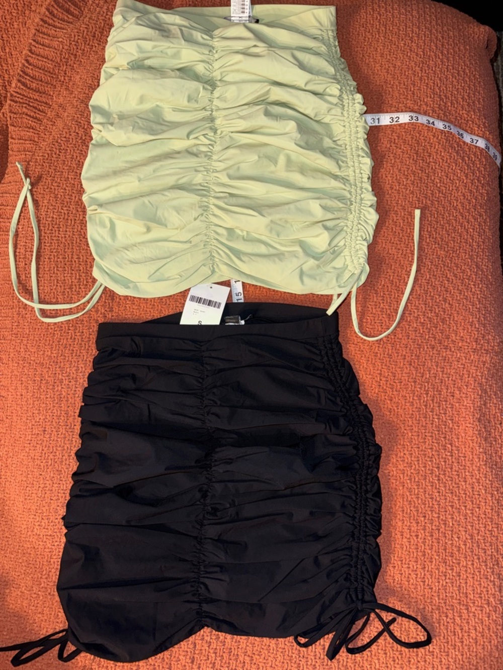 🔫💣Ruched Strapless Tube Top - Black and Pale Green